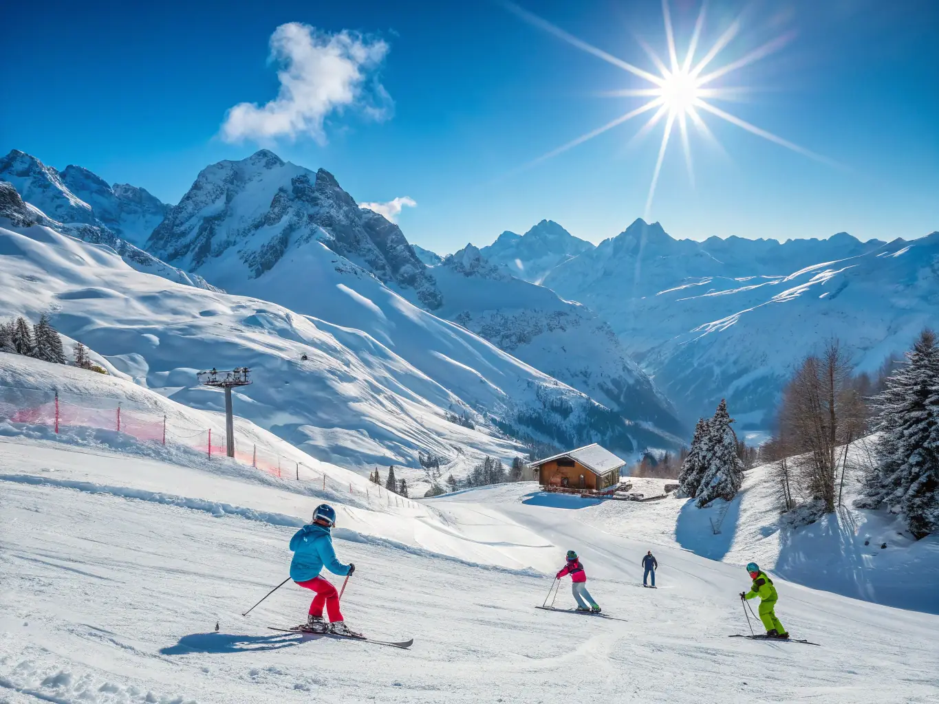 A photograph of skiers and snowboarders enjoying fresh powder on the slopes of Brian Head Resort, showcasing the winter sports activities.